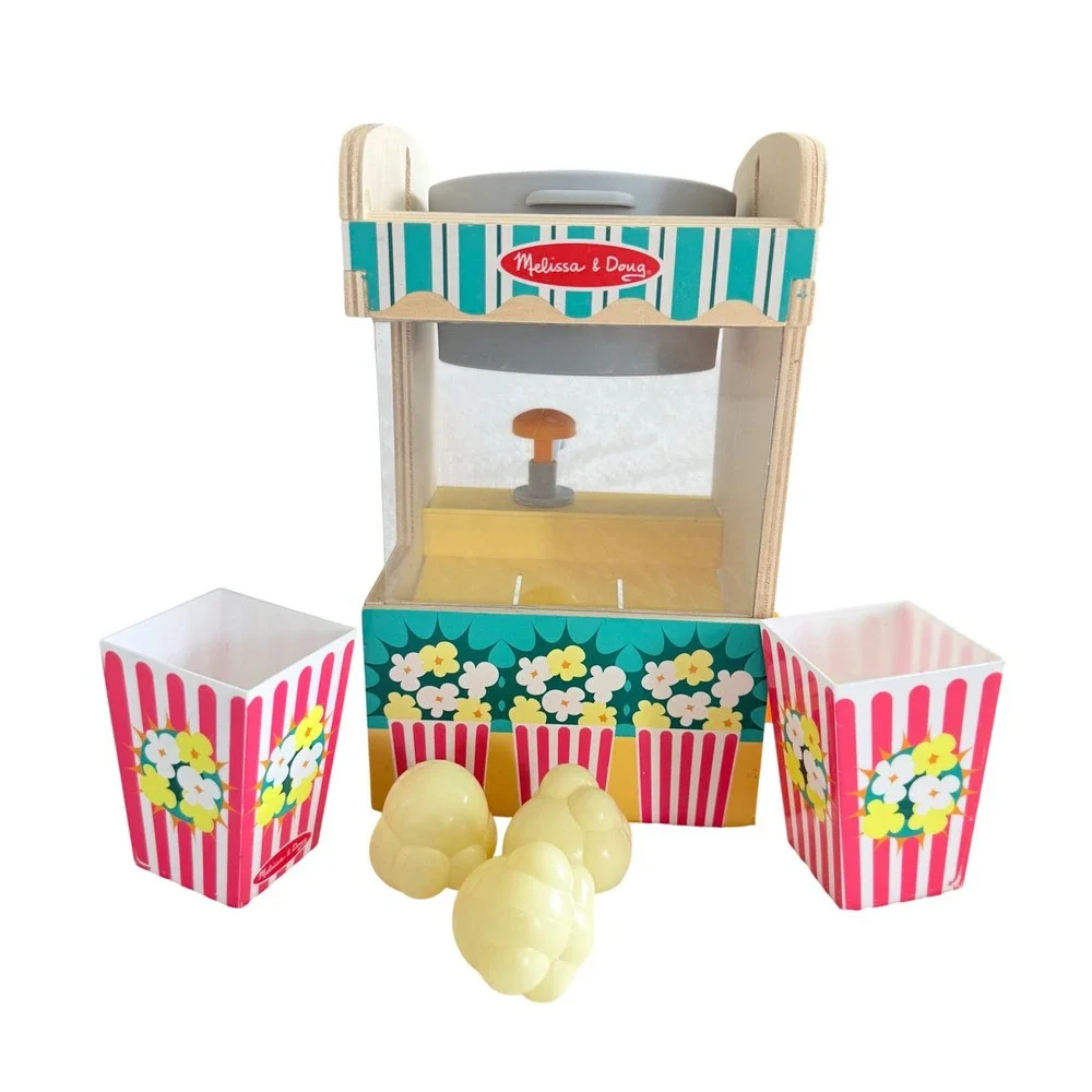 Melissa & Doug Popcorn Maker Play Set Kids Multicolor Wooden Movie Theater Toy